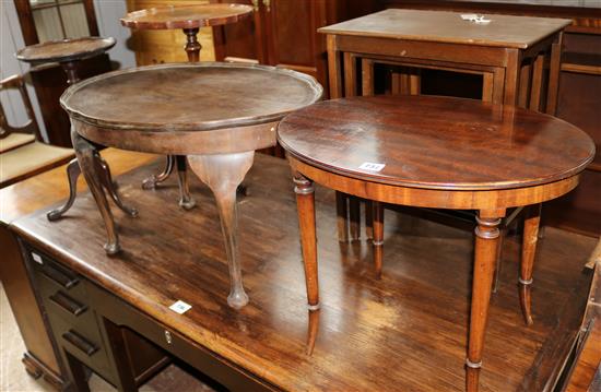 Nest of three tea tables and four side tables